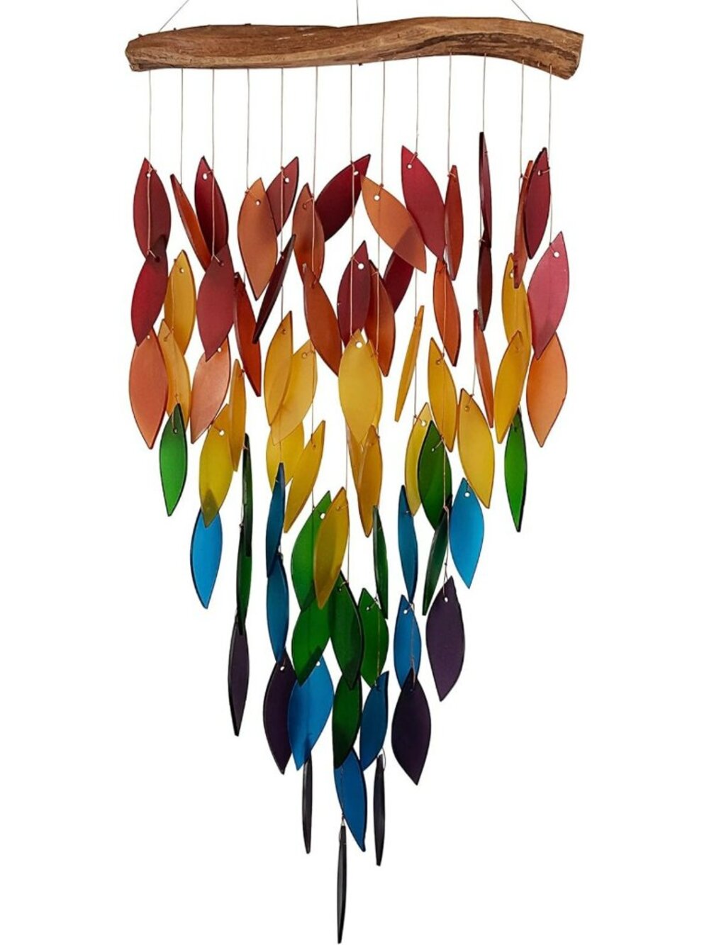 Colorful Rainbow Waterfall Glass Wind Chime for Garden Decor, 23.5 Inch